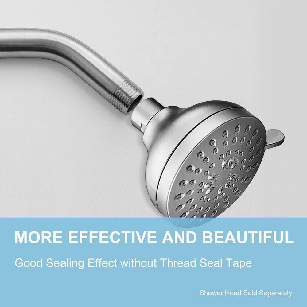 Esepony 6 in. Wall Mount Shower Arm with Angle for Fixed Shower Heads, Handheld Showerheads, and Bathroom Use, Brushed Nickel (2)