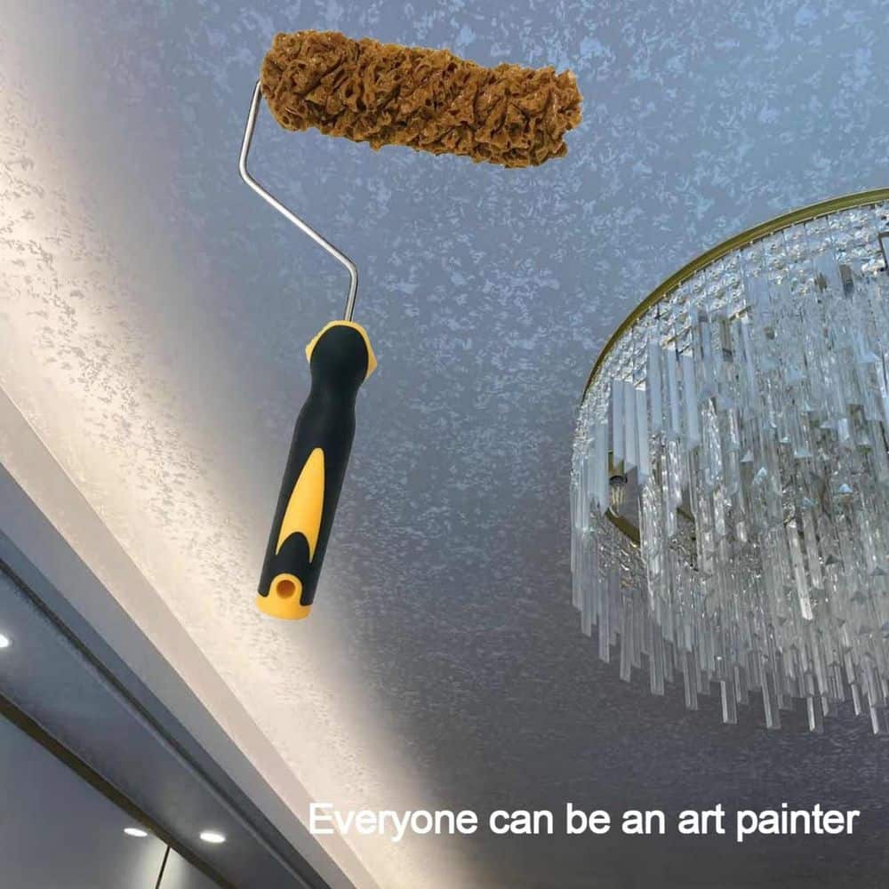 Unbranded Texture Paint Roller 1 Piece Yellow Finish Paint Sponge Additive for Creative Wall and Ceiling Decoration (3)