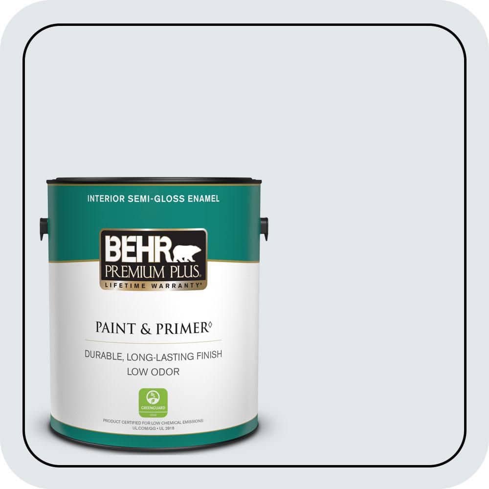 BEHR PREMIUM PLUS 1 gal. #610E-2 Winter Day Semi-Gloss Enamel Low Odor Interior Paint & Primer