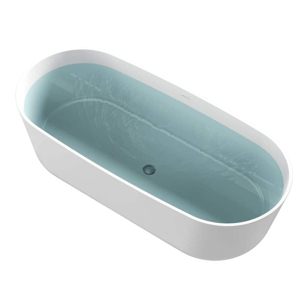 Universal Tubs Precious Stone 6 ft. Artificial Stone Center Drain Oval Bathtub in White (1)