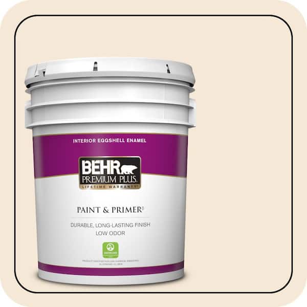 BEHR PREMIUM PLUS 5 gal. #W-B-220 Vanilla Delight Eggshell Enamel Low Odor Interior Paint & Primer (2)