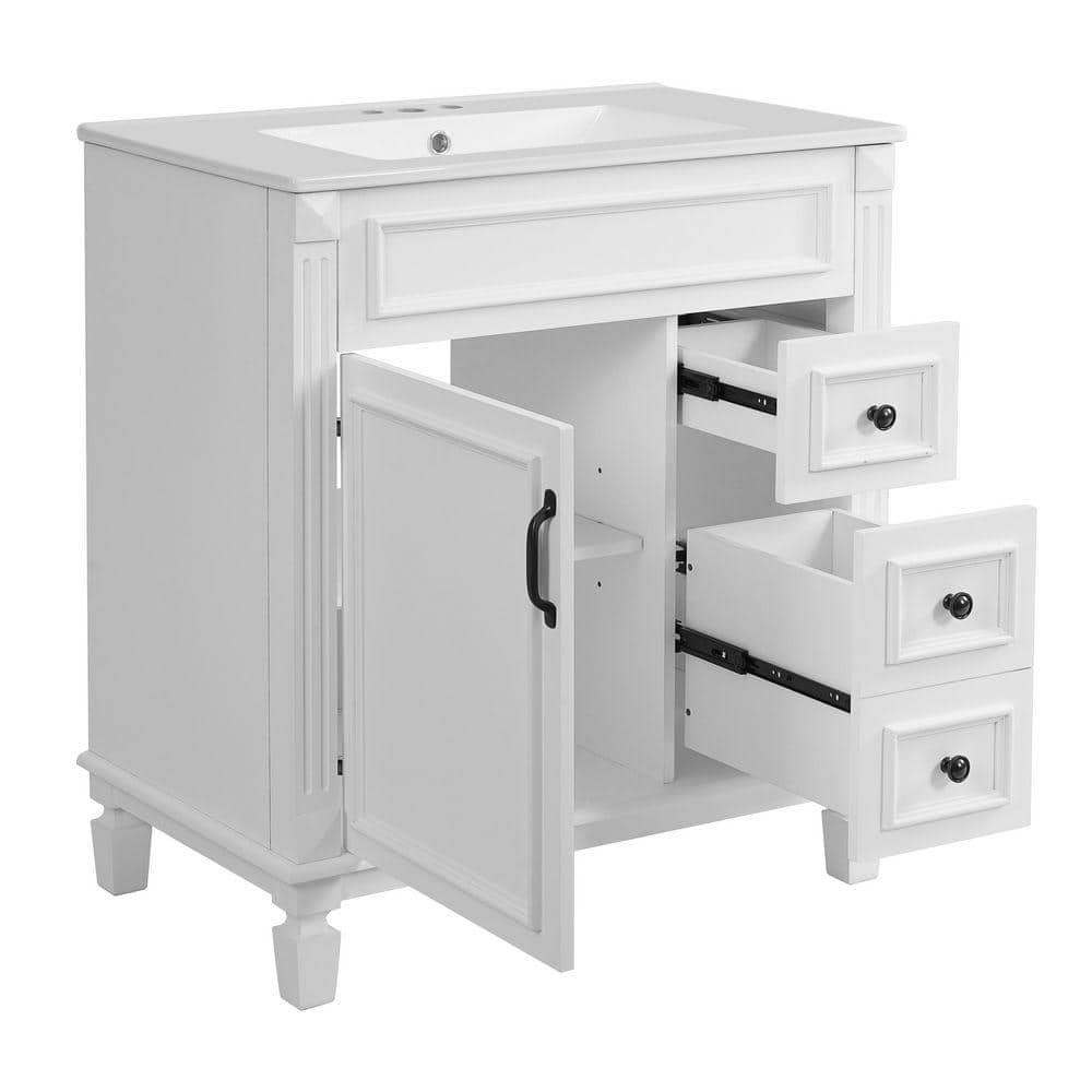COWLOWN 30 in. W x 18.4 in. D x 34 in. H Bathroom White Linen Cabinet (1)