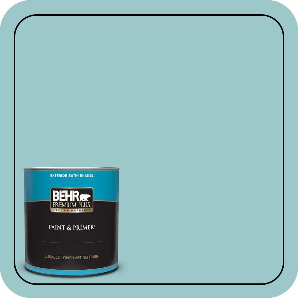 BEHR PREMIUM PLUS 1 qt. #MQ6-8 Aquifer Satin Enamel Exterior Paint & Primer