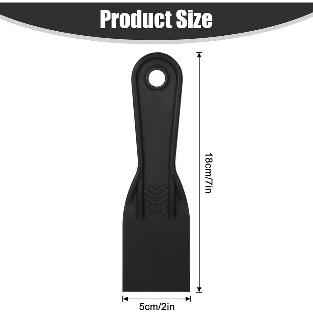 KIWDZFU 2 Inch Plastic Putty Knife Set Flexible Paint Scraper Tool for Drywall Wall Painting Spackling and Patching Black (2)