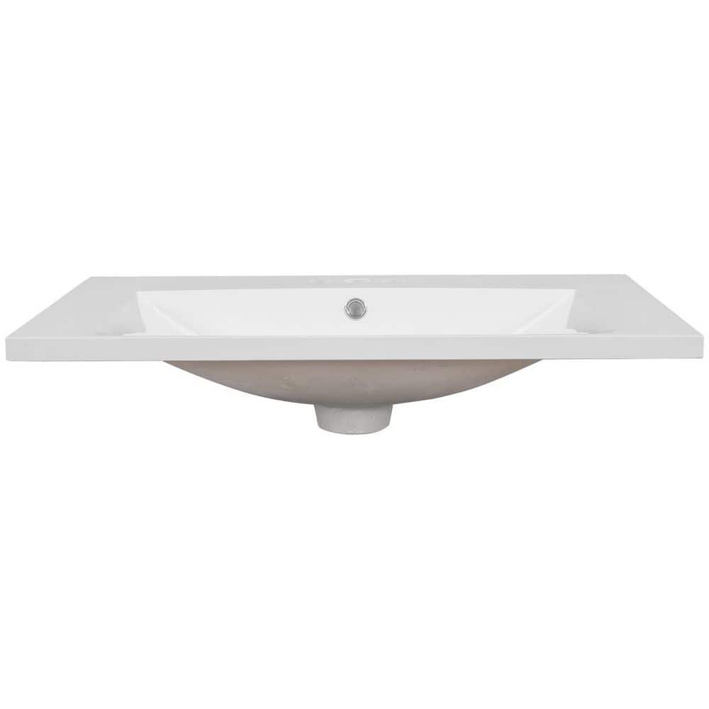 LIVACA 30 in. 18 in. Drop-In Bathroom Sink in White Ceramic with 3-Hole Faucet Mount and Pre-Drilled Top (3)