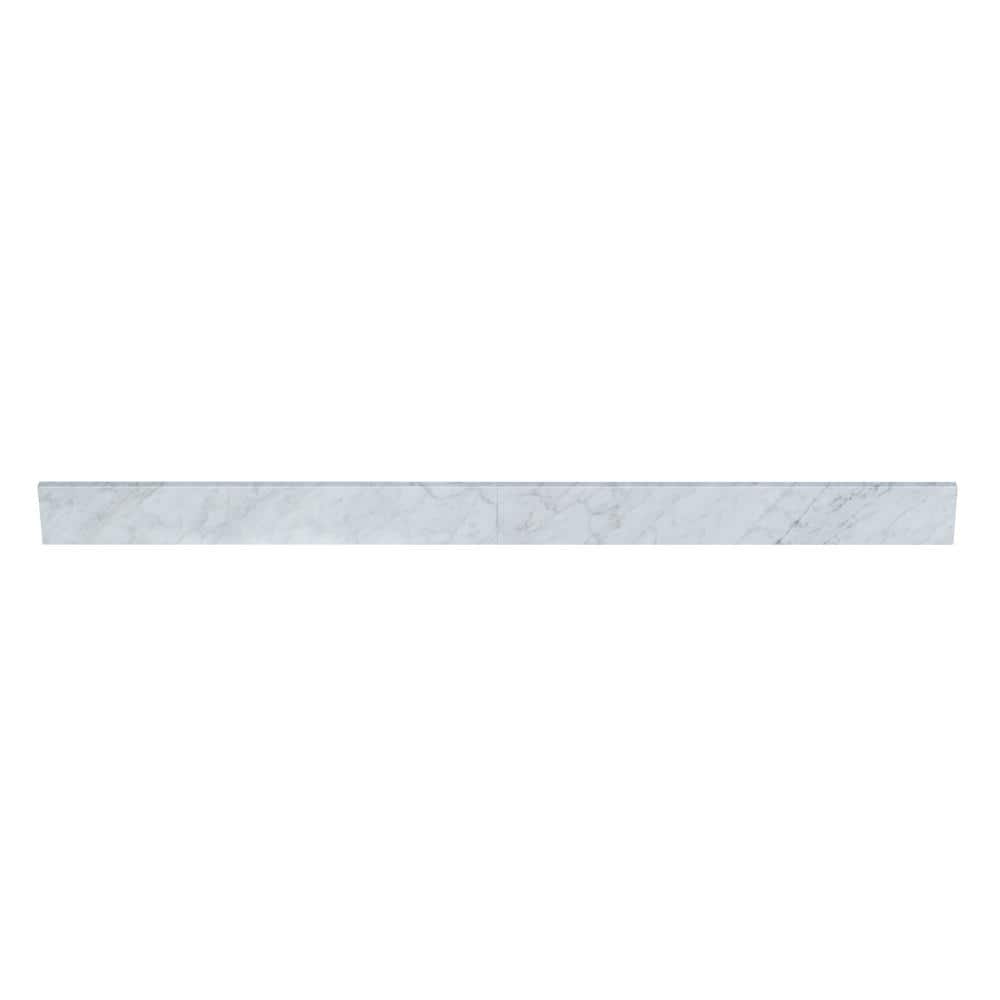TJAmerican 72 in. W x 0.75 in. x 4 in. Natural Carrara Marble Bathroom Vanity BackSplash (2-Pieces of 36 in.) (2)