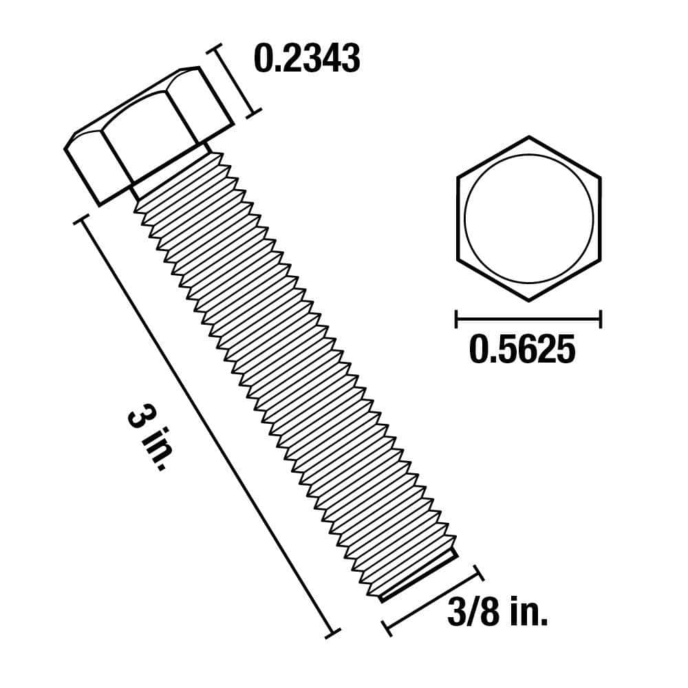 Everbilt 3/8 in.-16 x 3 in. Galvanized Hex Bolt (15-Pack) (2)
