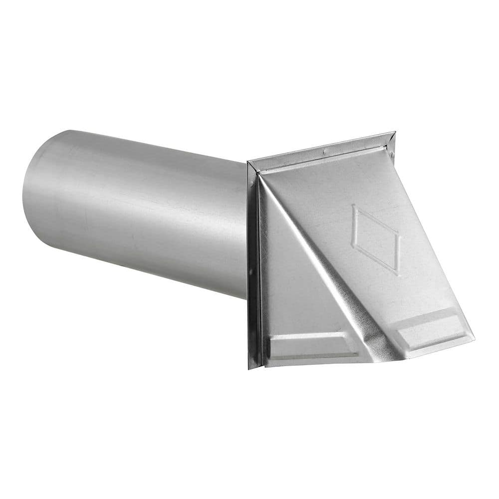 Lambro 4 in. 26-Gauge Galvanized Steel Wall Exhaust Hood Dryer Vent with Damper and 11 in. Pipe