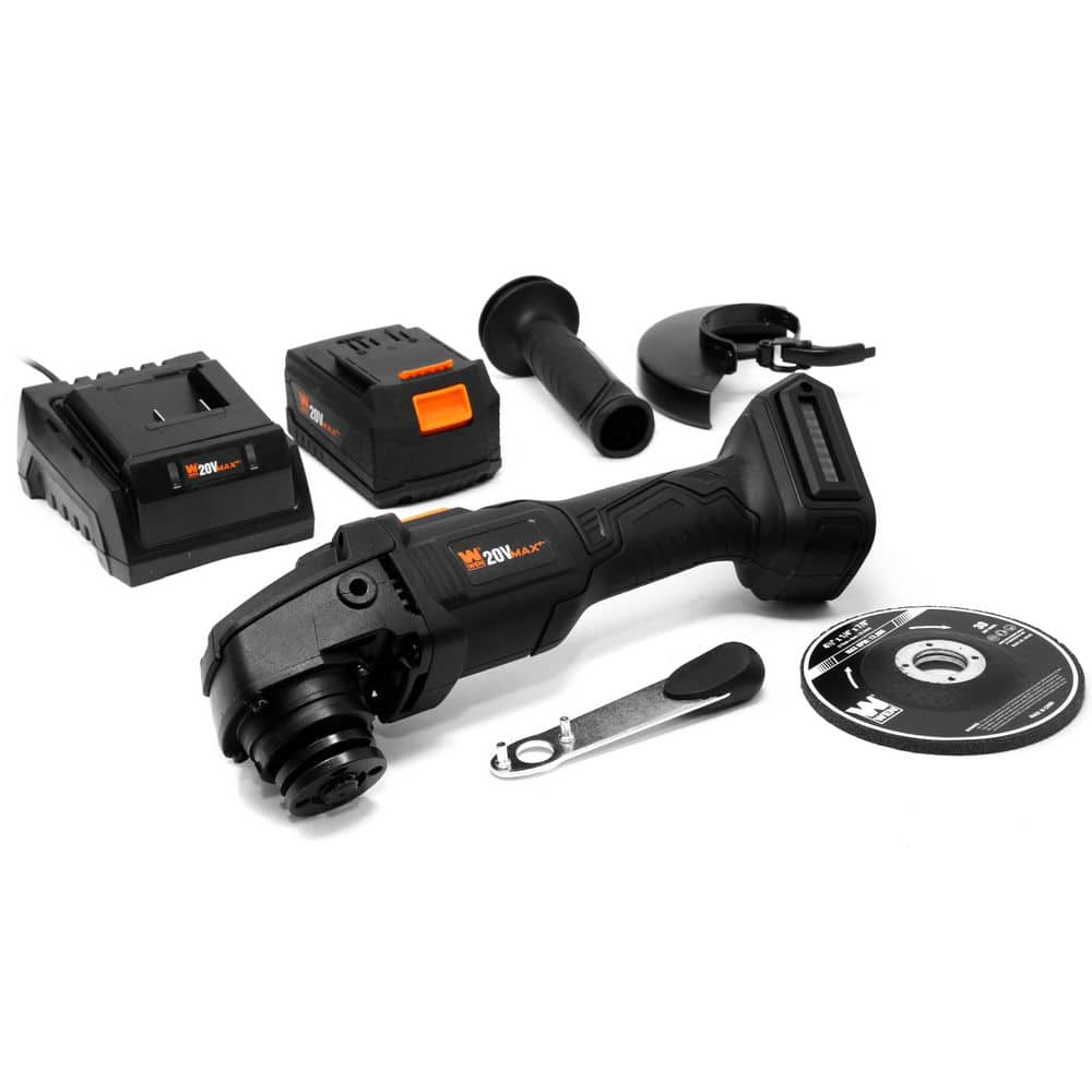 WEN 20-Volt Max Brushless Cordless 4-1/2 in. Angle Grinder with 4. 0Ah Lithium-Ion Battery and Charger (2)