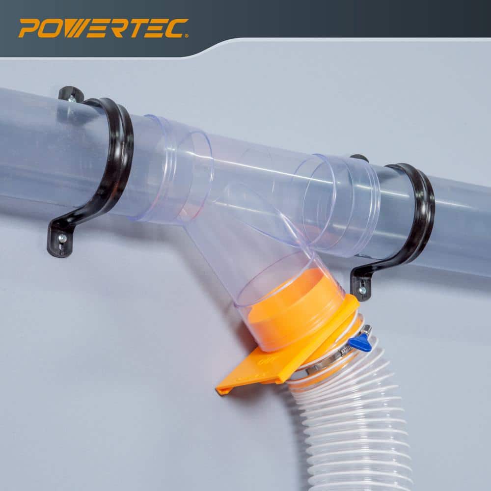 ‎POWERTEC 4 in. Dust Collection Fittings Network with Dust Hose Splice, Blast Gates, Pipes, Elbow, Y-Fittings, Mounting Brackets (2)