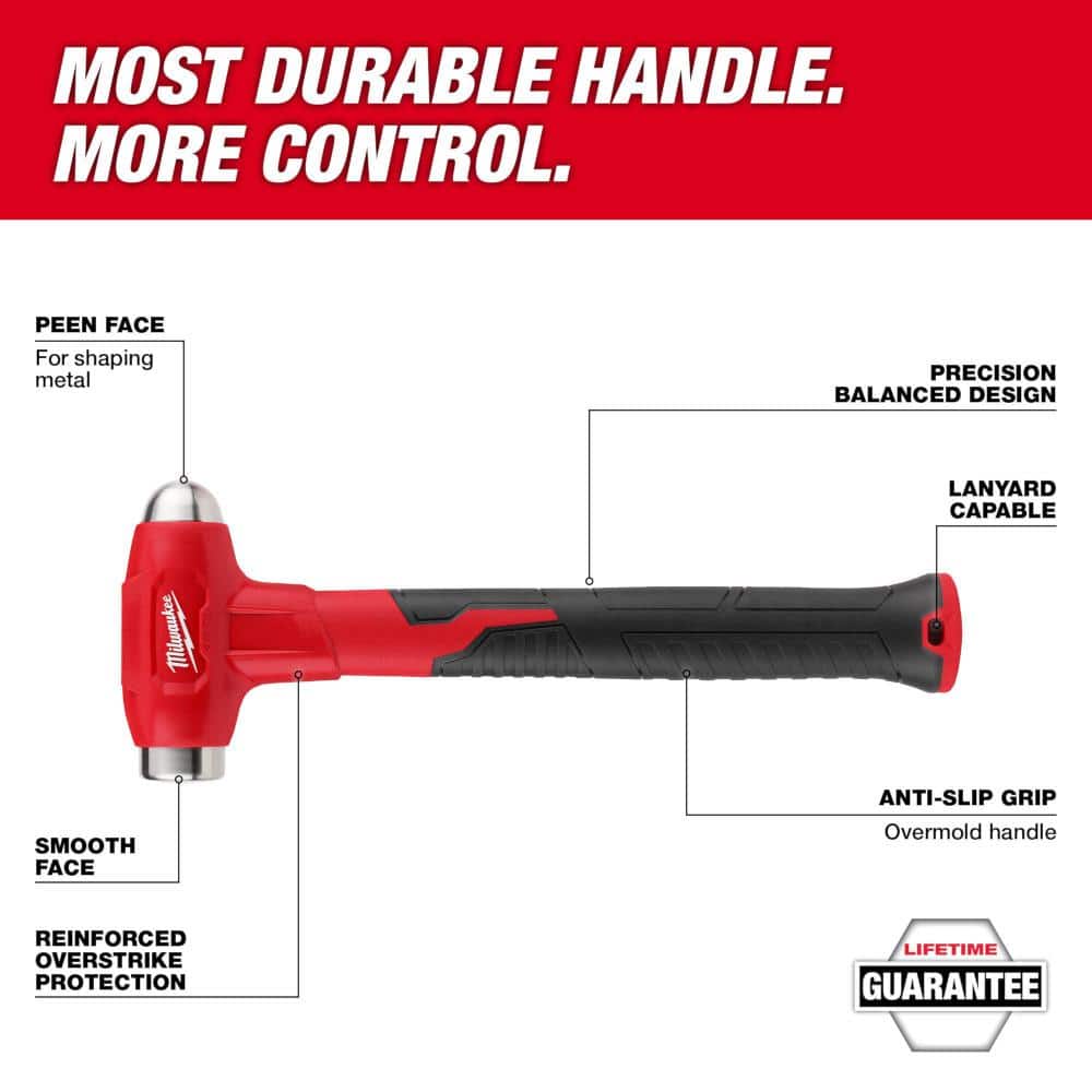 Milwaukee 48 oz. Dead Blow Hammer with 32 oz. Dead Blow Ball Peen Hammer and 24 oz. Steel Ball Peen Hammer (3-Piece) (3)