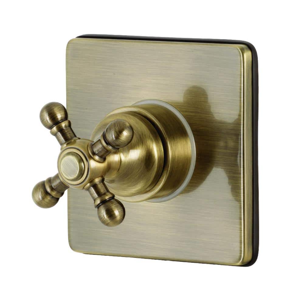Kingston Brass Single-Handle 1-Hole Wall Mount Three-Way Diverter Valve with Trim Kit in Antique Brass (1)