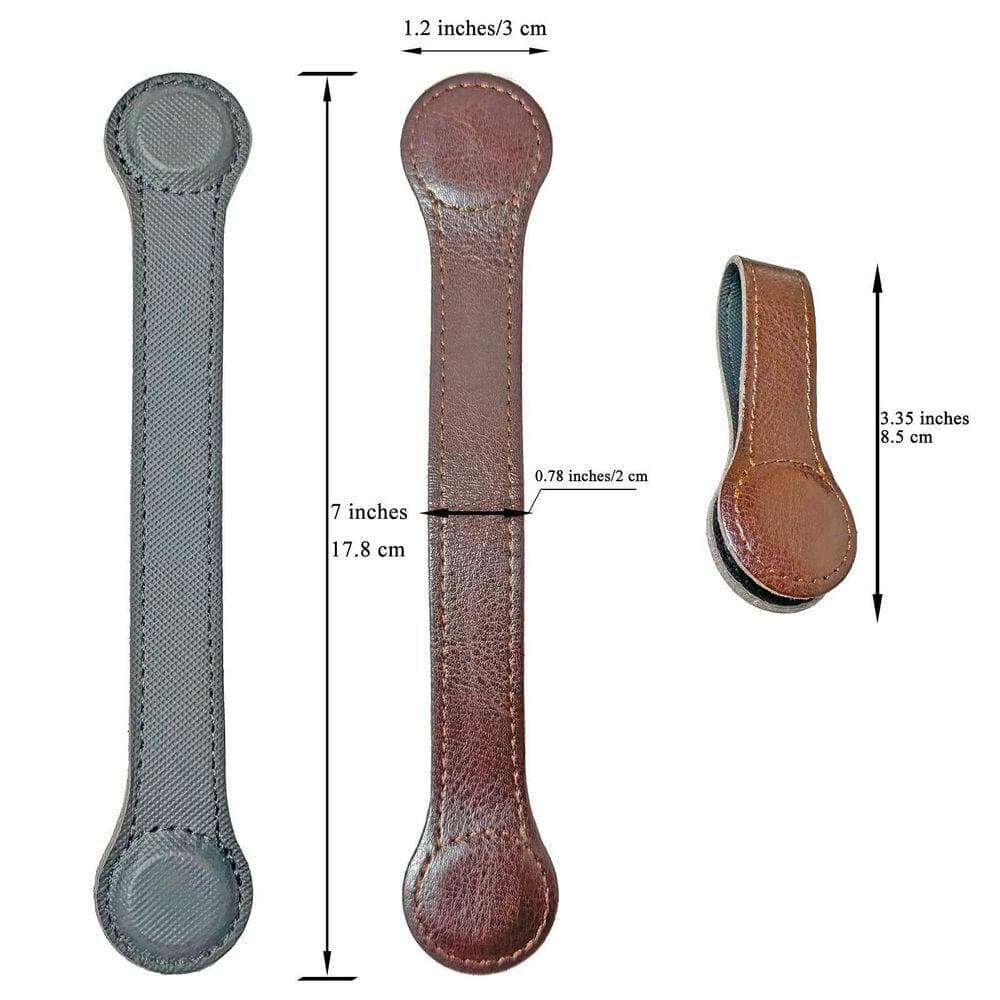 Wudkey 3 Pack Leather Towel Clips, Knob Hooks with Magnets for Towel Rods and Racks Kitchen and Bathroom Accessory in Brown (2)