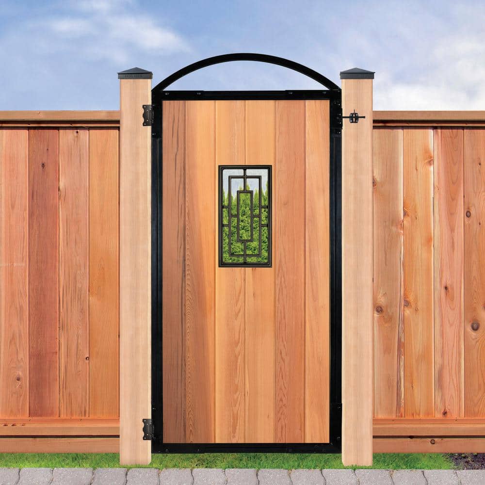 NUVO IRON 17-1/4 in. x 8-5/8 in. Black Cast Aluminum Rectangular Insert for Wooden Gate or Fence (3)