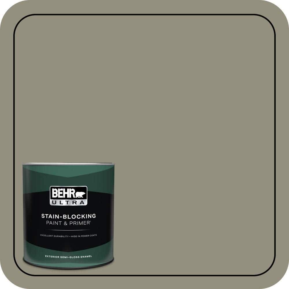 BEHR ULTRA 1 qt. #N350-5 Muted Sage Semi-Gloss Enamel Exterior Paint & Primer