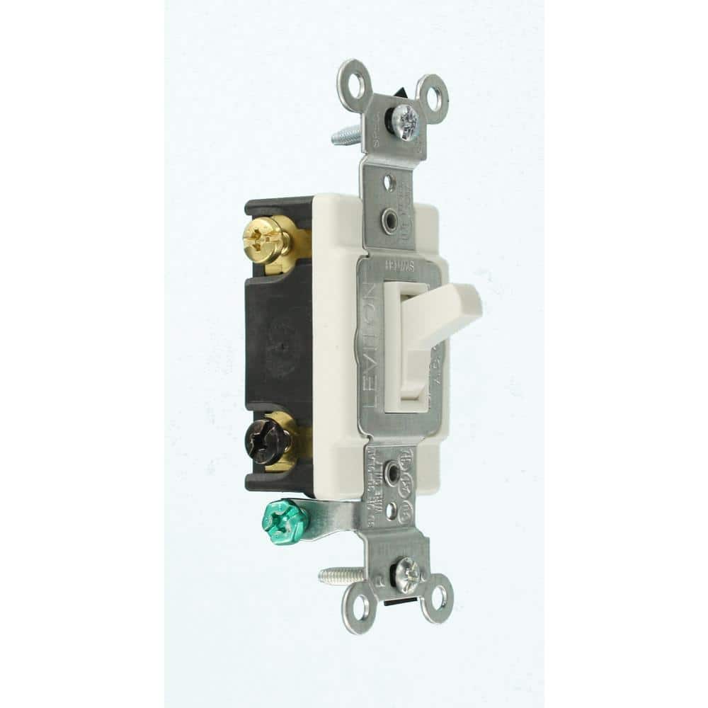Leviton 15 Amp Single-Pole Toggle Framed 4-Way AC Switch, White 54504-2WS (2)