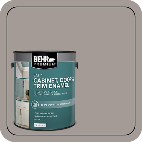 BEHR PREMIUM 1 gal. #PPU18-15 Fashion Gray Satin Enamel Interior/Exterior Cabinet, Door & Trim Paint (2)
