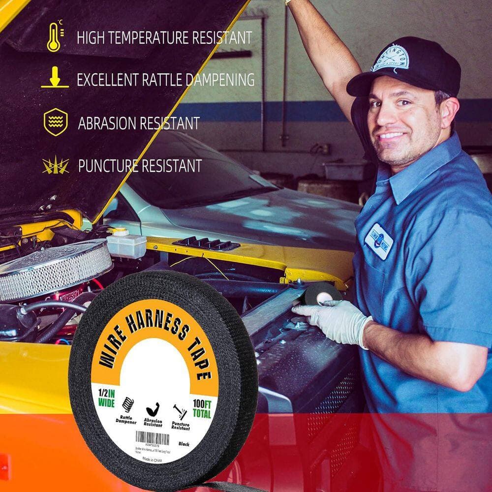 Yichuhaoxi 1/2 x 100 ft. Electrical Wire Harness Tape Black 2-Pack (3)