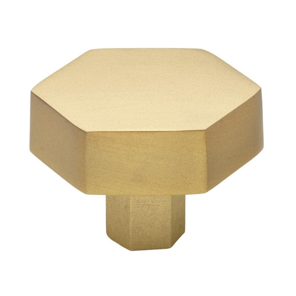 GlideRite 1-1/2 in. Satin Gold Solid Hexagon Cabinet Drawer Knobs (10-Pack)