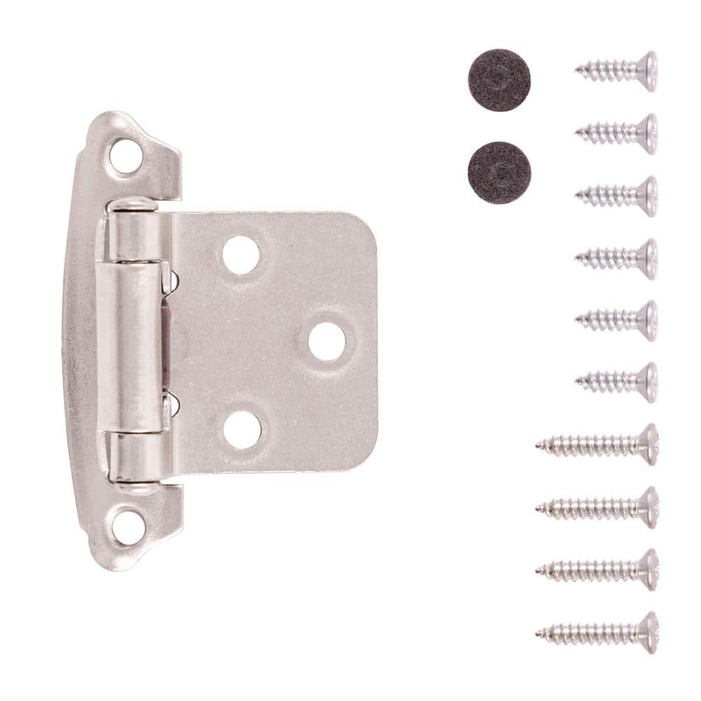 HICKORY HARDWARE Surface Self-Closing Variable overlay Face Frame Self-Close Satin Nickel Cabinet Door Hinges (10-Pairs) (3)