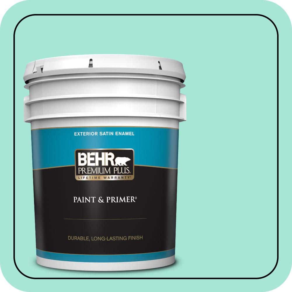 BEHR PREMIUM PLUS 5 gal. #480A-2 Botanical Tint Satin Enamel Exterior Paint & Primer