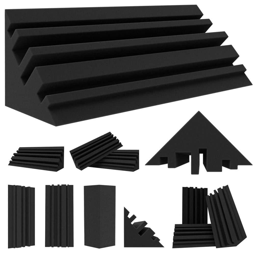 Laybus 4 in. x 4 in. x 12 in. Dense Thick Studio Bass Foam Corner (12-Pack), Acoustic Treatment Panel, Absorbing Echo Reverb (1)