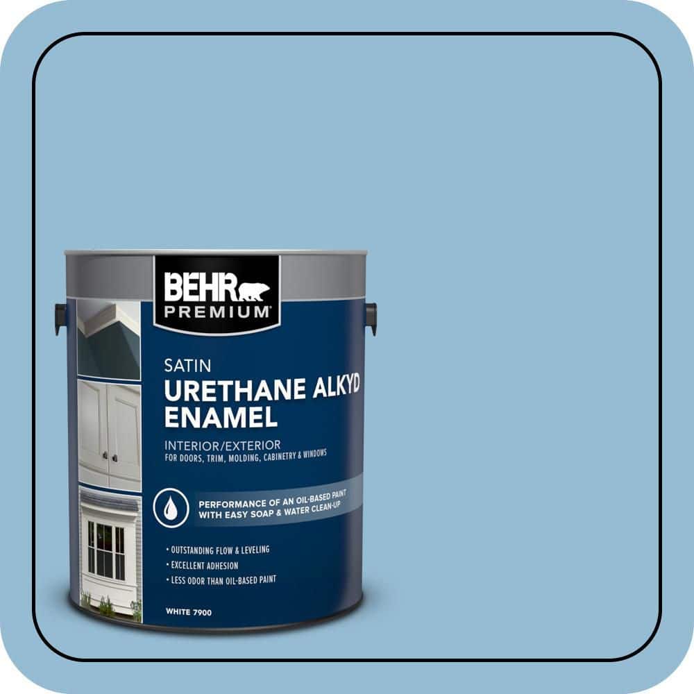 BEHR PREMIUM 1 gal. #M500-3 Blue Chalk color Urethane Alkyd Satin Enamel Interior/Exterior Paint
