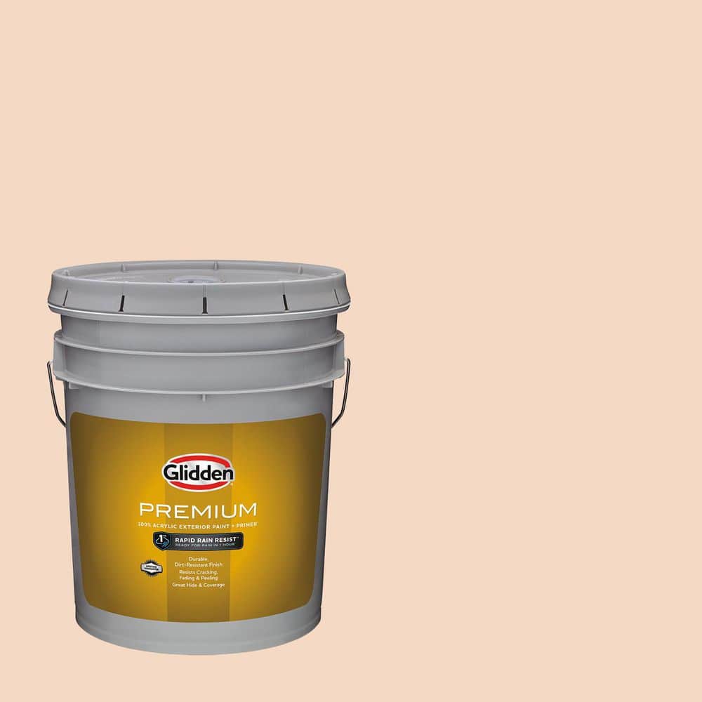 Glidden Premium 5 gal. PPG1200-2 Sourpatch Peach Flat Exterior Latex Paint