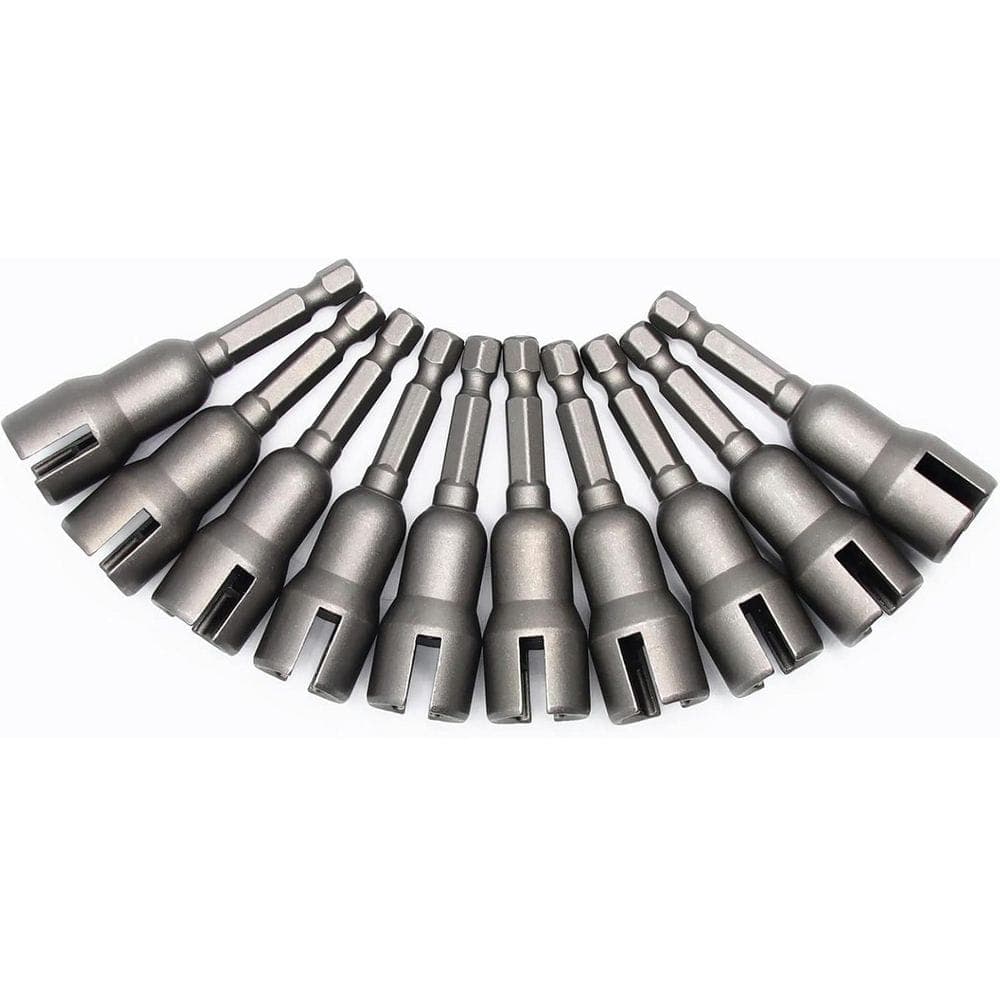 Unbranded 1/4 in. Steel Slot Wing Nut Driver Drill Bit Socket Wrenches with Quick Install for Nuts Screws Bolts (10-Pack) (1)
