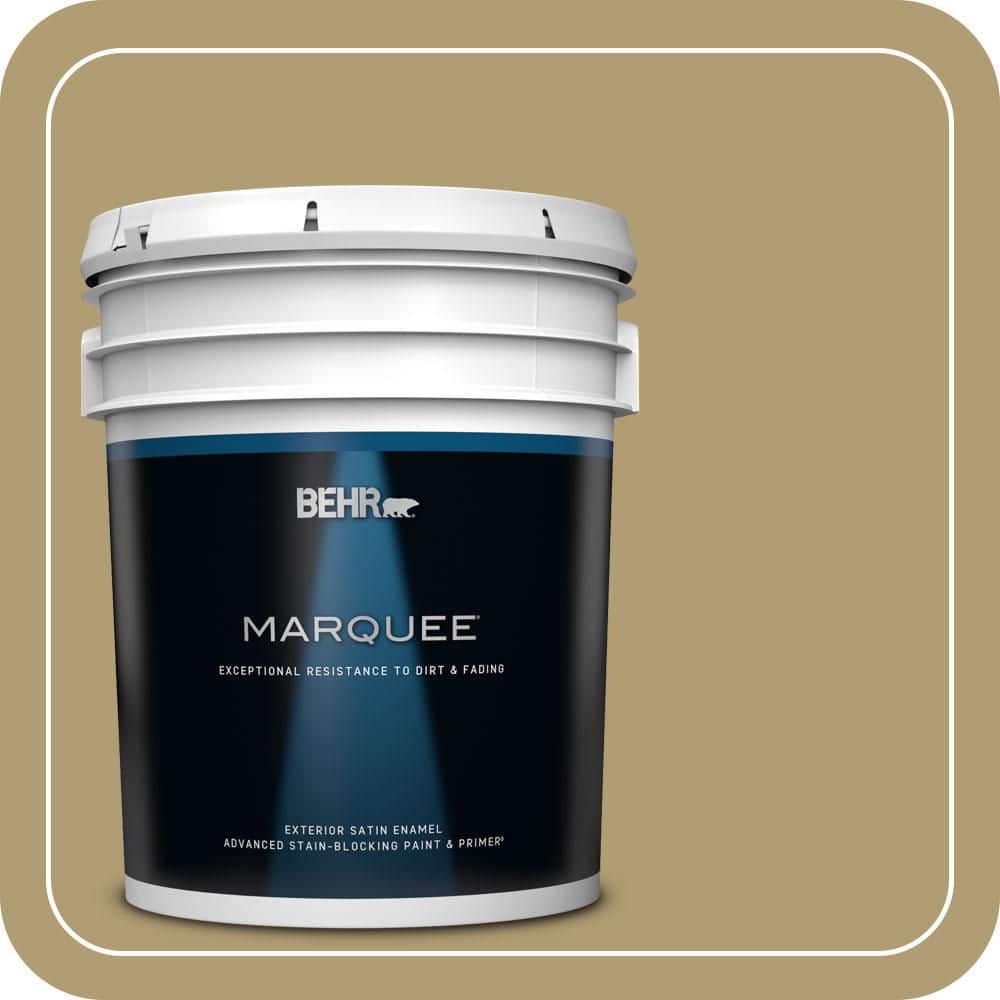 BEHR MARQUEE 5 gal. #QE-36 Golden Sage Satin Enamel Exterior Paint & Primer