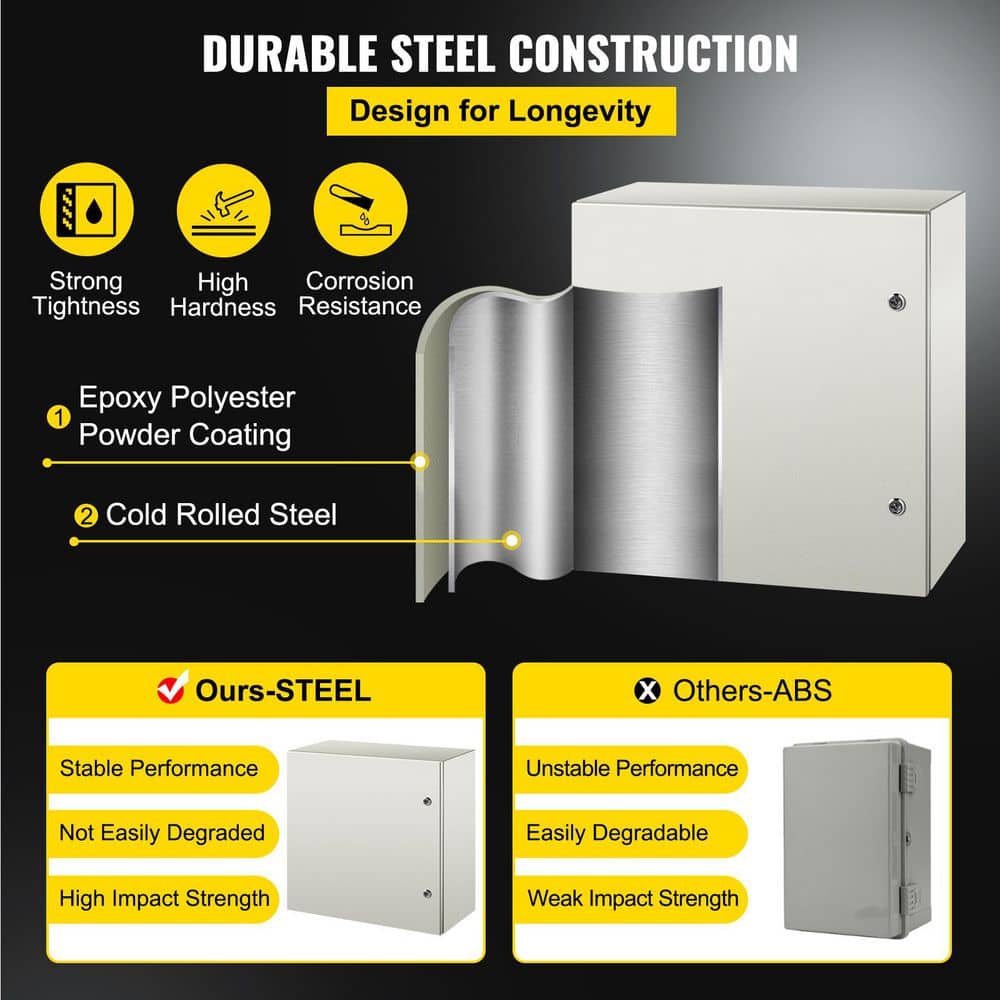 SVOPES NEMA Metal Case 24 x 24 x 12 in. NEMA 4X Metal Electric Enclosure IP66 Water Dust Resistant Ideal for Outdoor and Indoor (3)