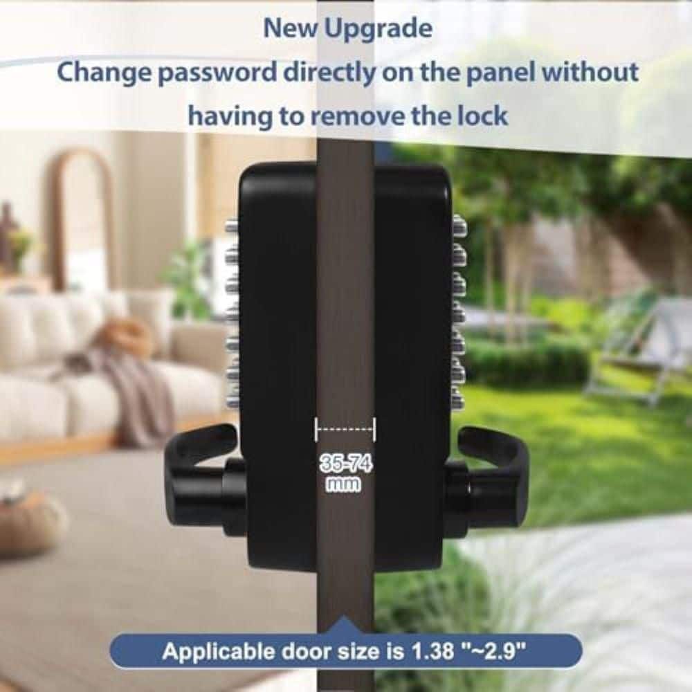 Unbranded Keyless Door Lock Handle Stainless Steel Waterproof Double Sided Keypad Lock Black Large Cushion (3)