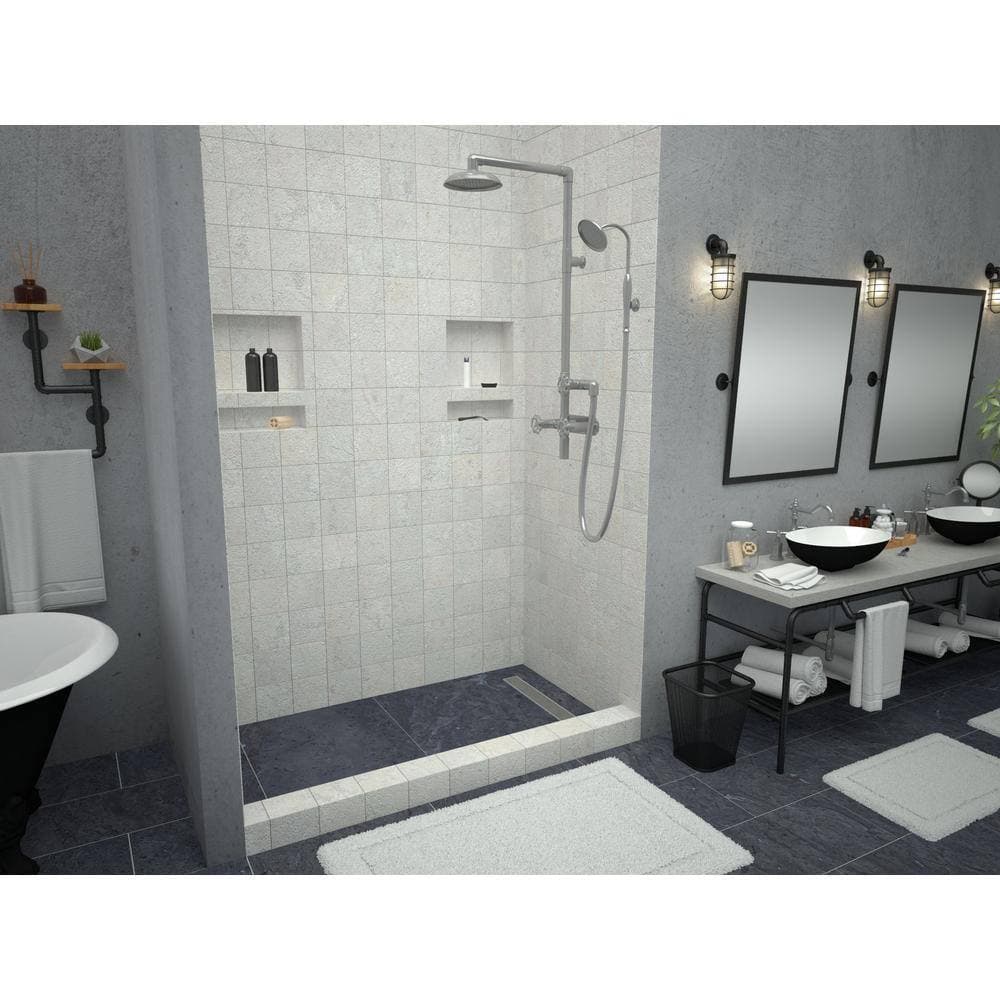 Tile Redi Redi Trench 36 in. x 72 in. Single Threshold Shower Base with Right Drain and Brushed Nickel Trench Grate (2)