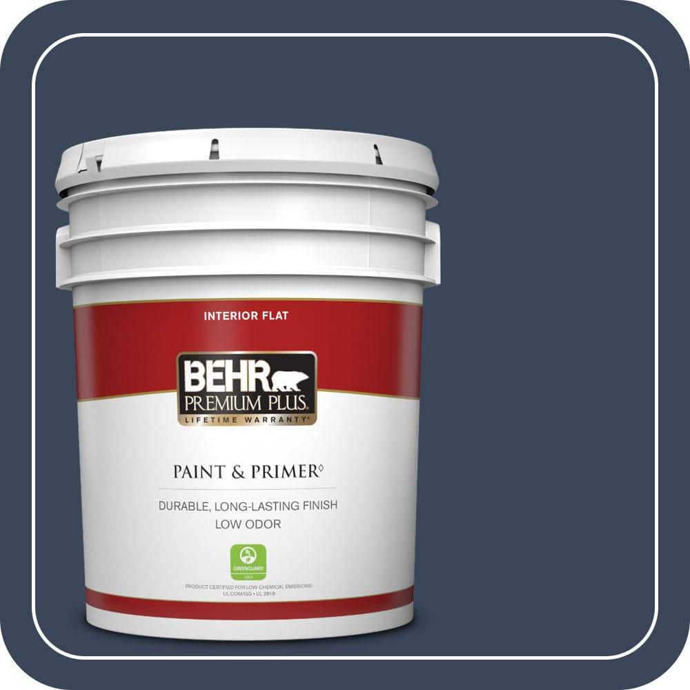 BEHR PREMIUM PLUS 5 gal. #590F-7 Peaceful Night Flat Low Odor Interior Paint & Primer