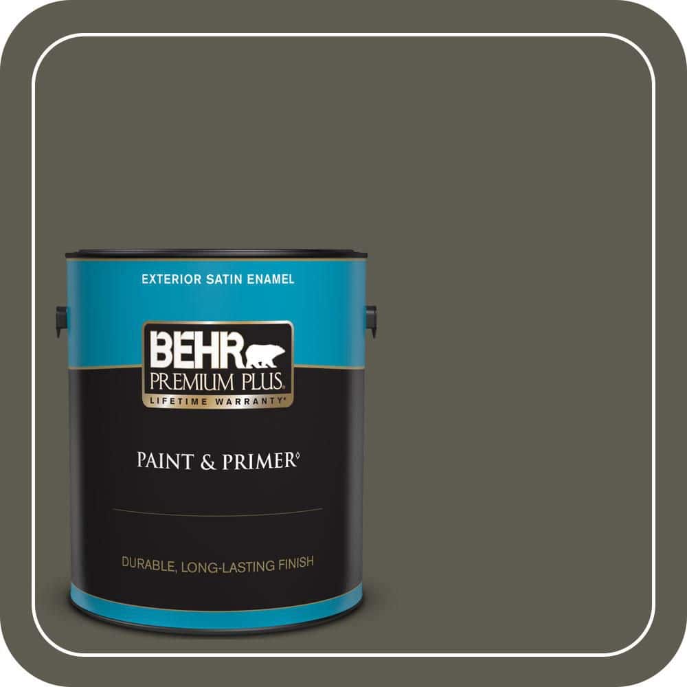 BEHR PREMIUM PLUS 1 gal. #N370-7 Night Mission Satin Enamel Exterior Paint & Primer