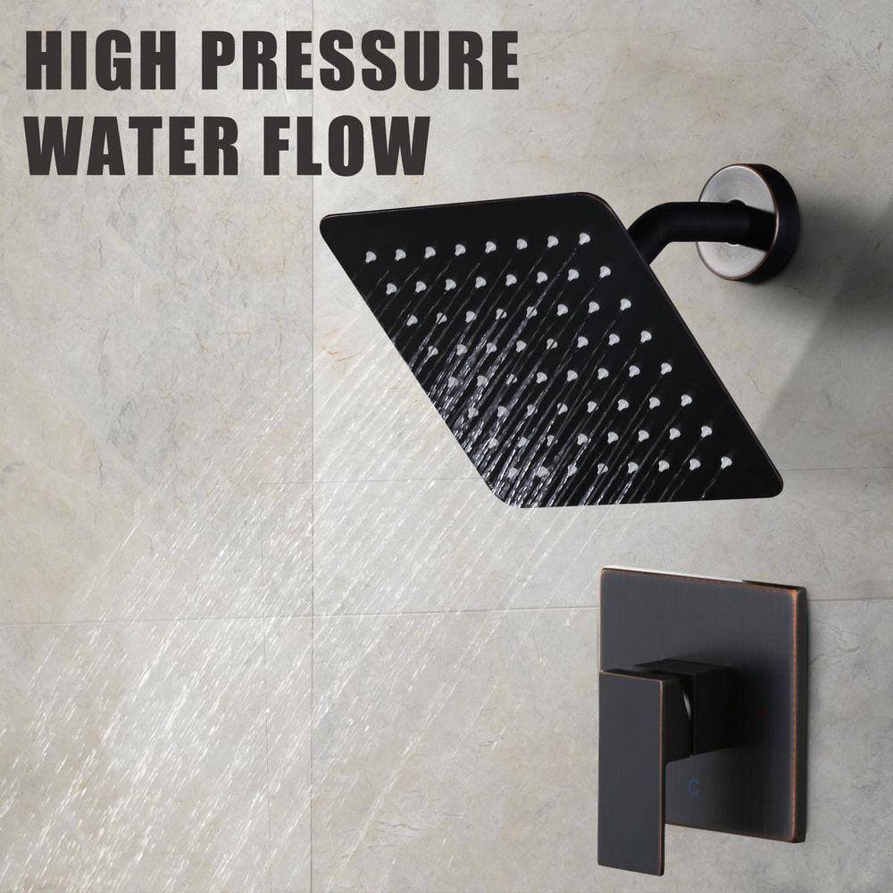 IVIGA Single Handle 1-Spray Square Shower Faucet 1.8 GPM with Pressure Balance and Brass Valve Included in. Oil Rubbed Bronze (2)