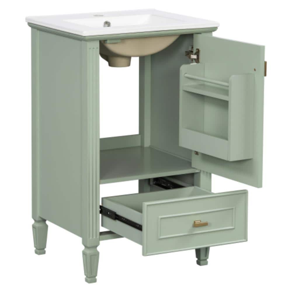 Unbranded 20 in. W x 18.2 in. D x 33.78 in. H Bathroom Green Linen Cabinet (1)