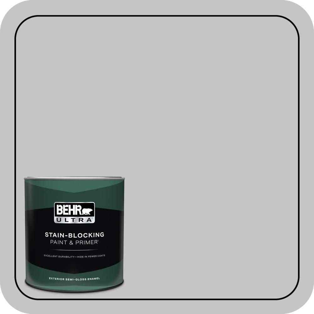 BEHR ULTRA 1 qt. #N520-2 Silver Bullet Semi-Gloss Enamel Exterior Paint & Primer