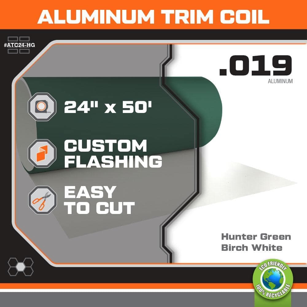Gibraltar Building Products 24 in. x 50 ft. Hunter Green Over Birch White Aluminum Trim Coil (2)