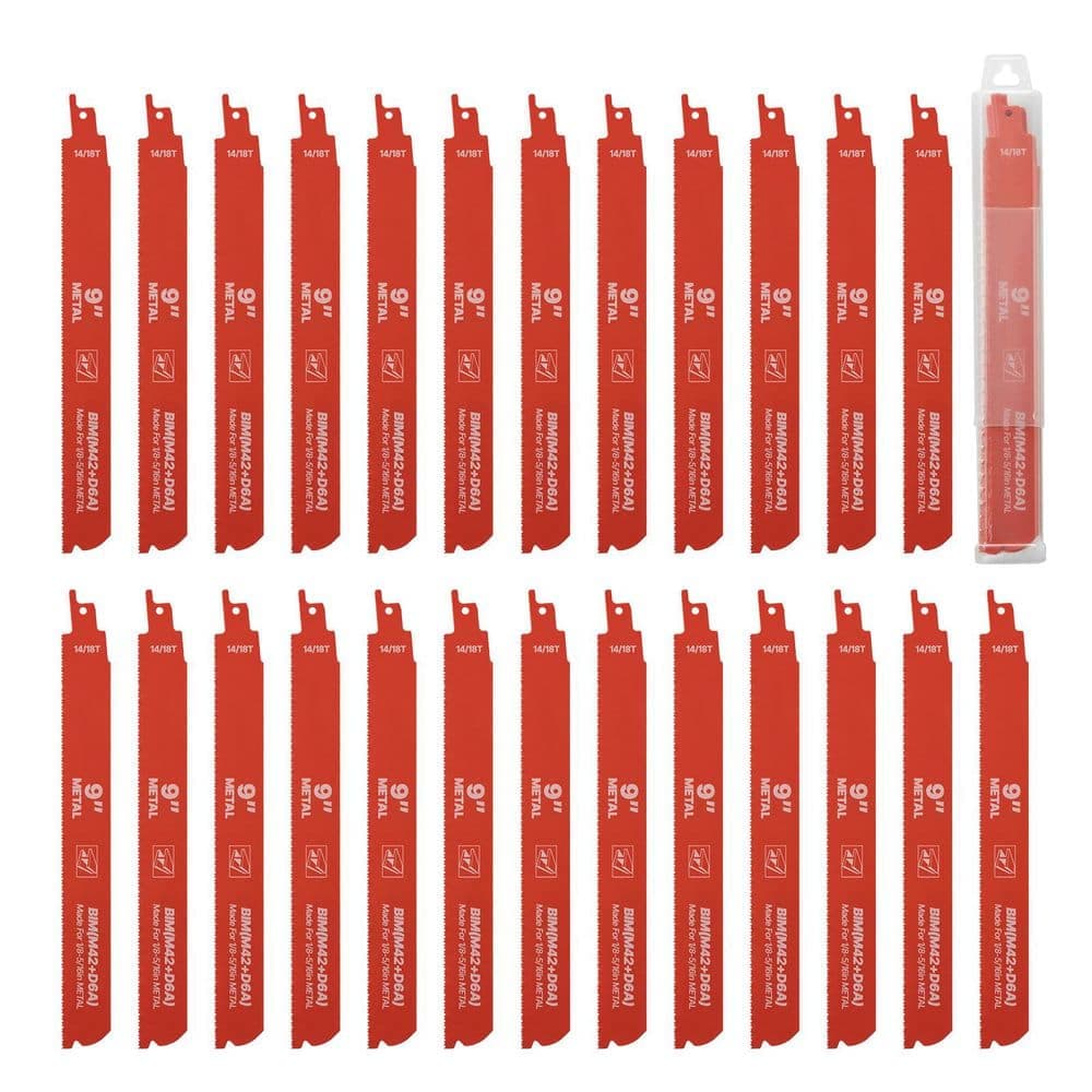 SKYSHALO 9.84 in 14/18 TPI Metal Cutting Bi-Metal Reciprocating Saw Blade (25-Pack), Sharp Teeth for 1/8-5/16 in Metals (1)
