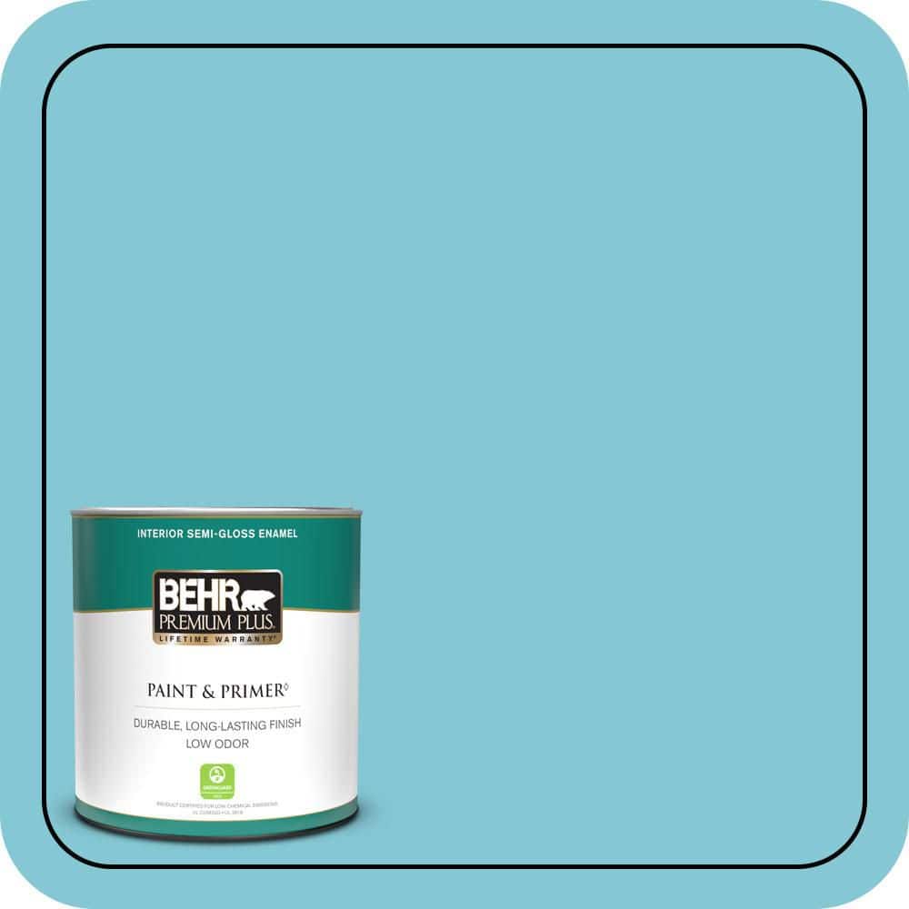 BEHR PREMIUM PLUS 1 qt. #MQ4-50 Not a Cloud in Sight Semi-Gloss Enamel Low Odor Interior Paint & Primer