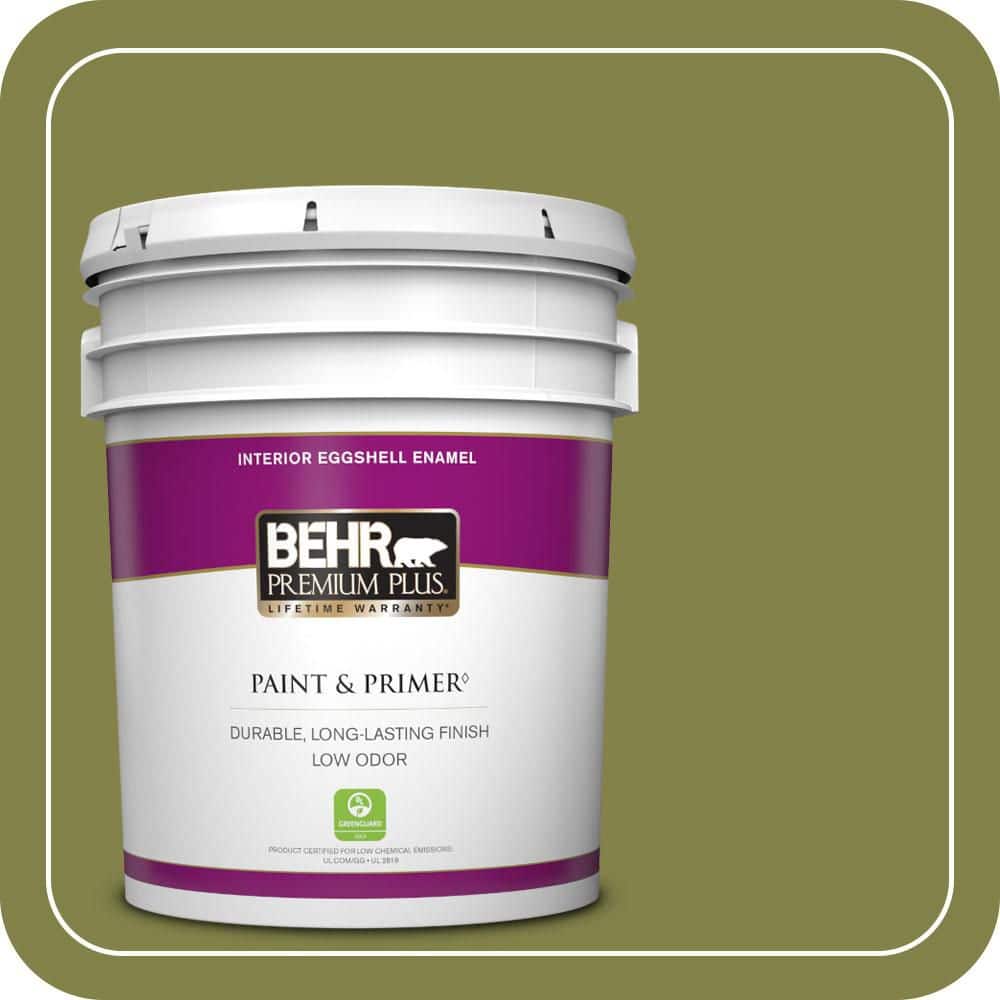 BEHR PREMIUM PLUS 5 gal. #MQ6-61 Basil Chiffonade Eggshell Enamel Low Odor Interior Paint & Primer