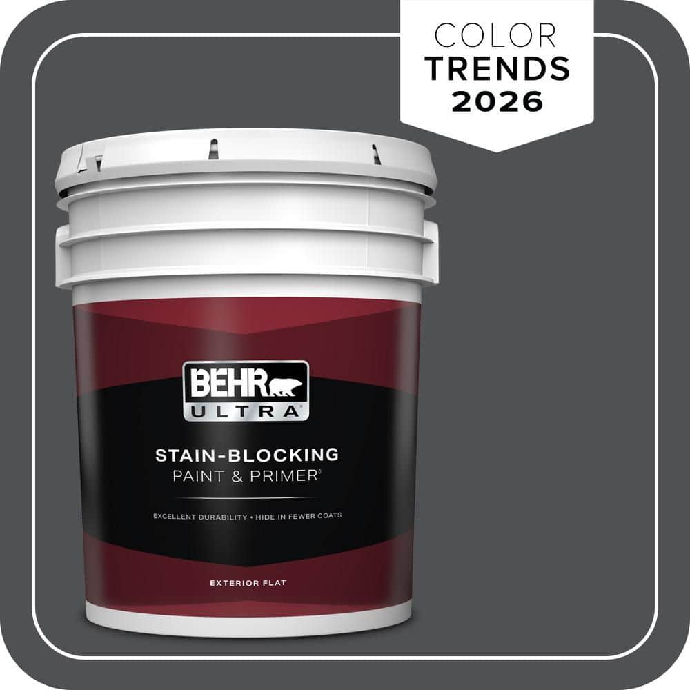 BEHR ULTRA 5 gal. #PPU18-01 Cracked Pepper Flat Exterior Paint & Primer