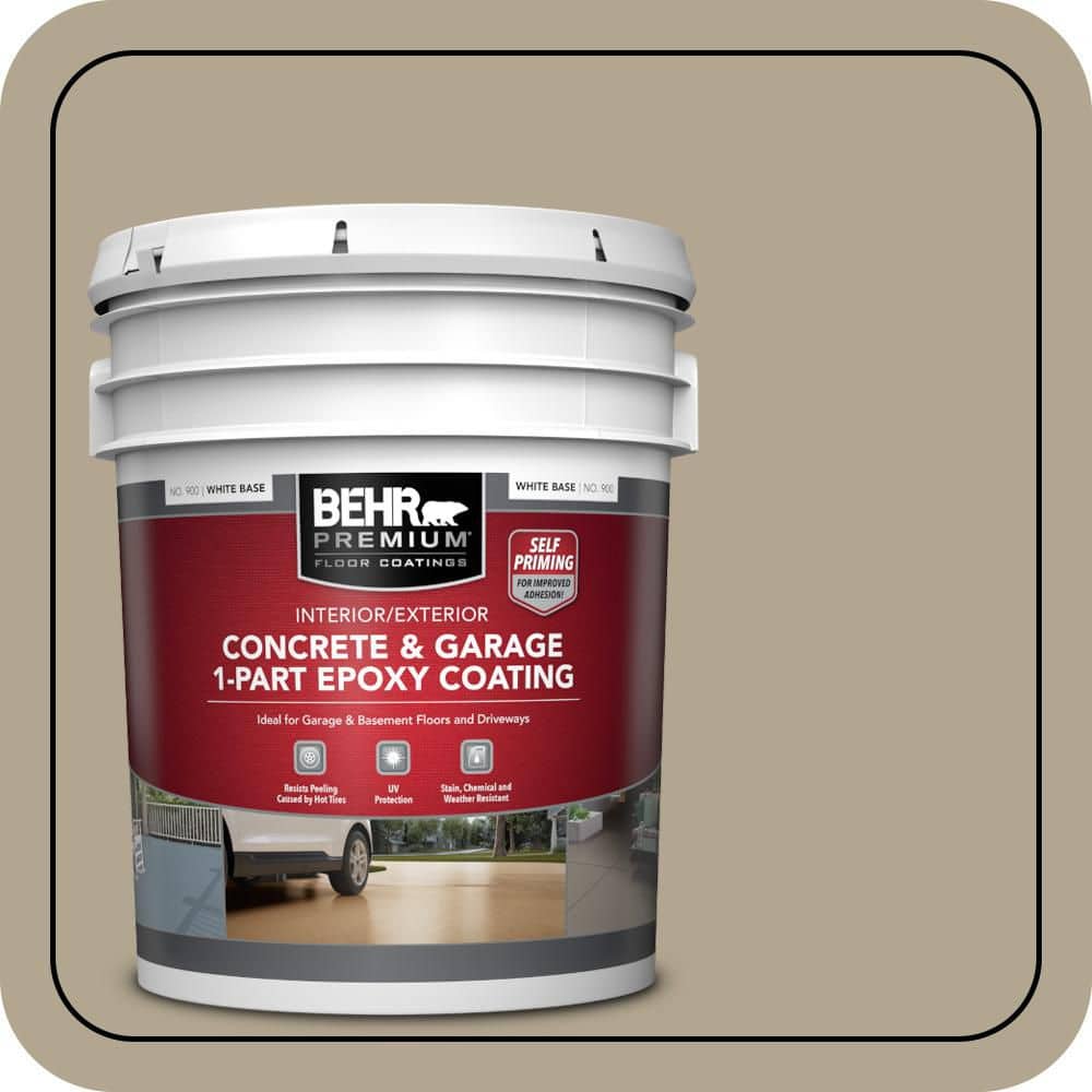 BEHR PREMIUM 5 gal. #PPU7-22 Safari Vest Self-Priming 1-Part Epoxy Satin Interior/Exterior Concrete and Garage Floor Paint