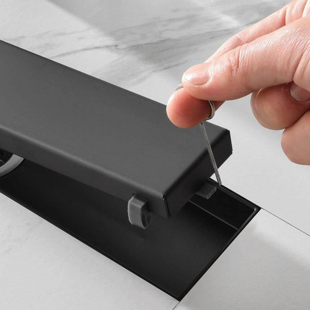 Satico 11.9 in. Linear Shower Drain with Leveling Feet and Flange in Matte Black (3)