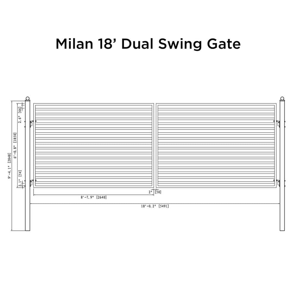 ALEKO Driveway 18 ft. x 6 ft. Black Steel Dual Swing Fence Gate (2)
