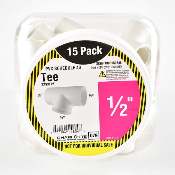 Charlotte Pipe 1/2 in. PVC Tee S x S x FPT Pro Pack (15-Pack) (2)