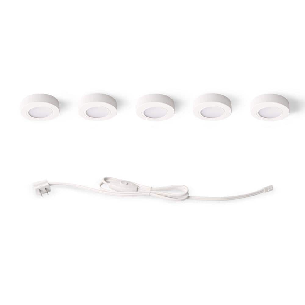 Unbranded 5-Light Plug-In LED White Puck Light Kit (2)