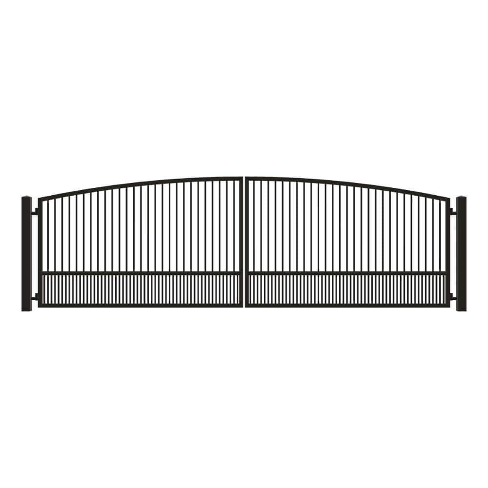 Unbranded Driveway Gate — Swing, Center, Arch, Puppy, Black — 238"W x 72"H (1)