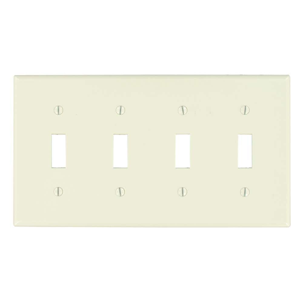 Leviton 4-Gang Light Almond Toggle Plastic Standard Wall Plate (1-Pack) 78012
